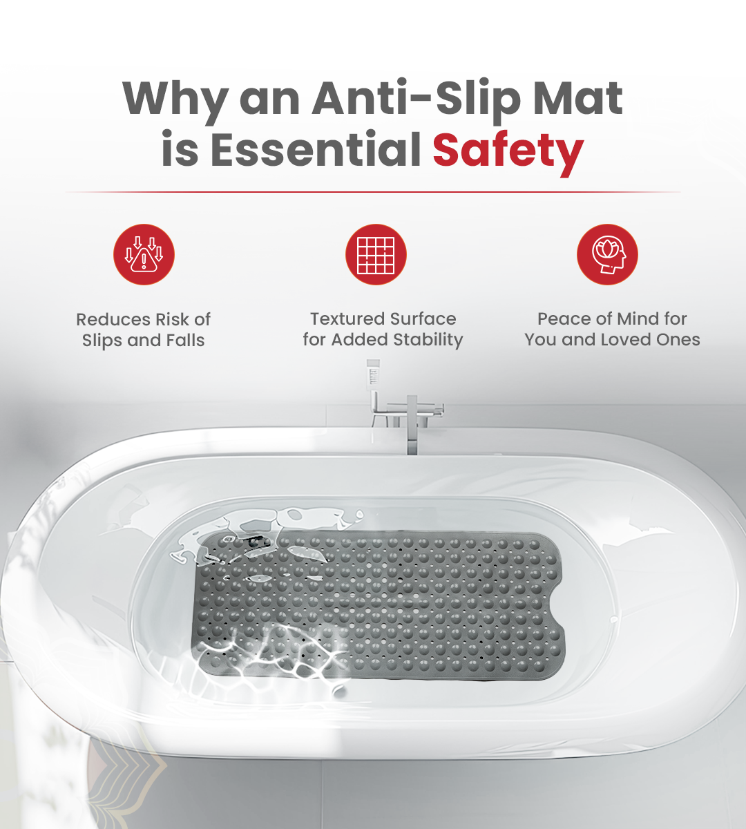 Anti Slip Mat for Bathroom Grey