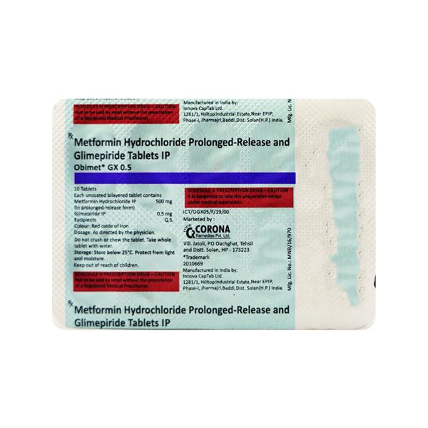 Obimet GX 0.5/500mg Tablet 10'S