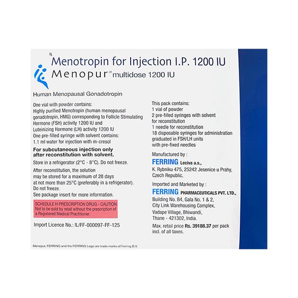 MENOPUR MULTIDOSE 1200iu Injection 1's