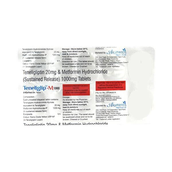 Teneliglip M 20/1000mg Tablet 10'S