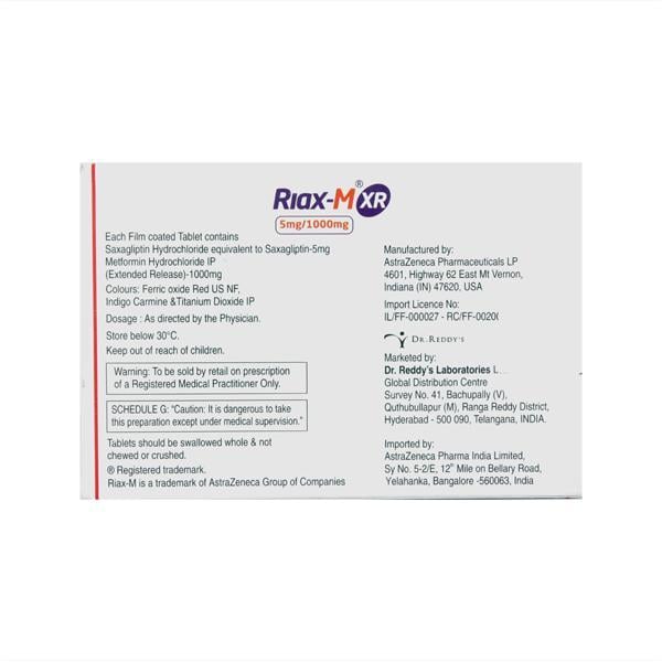 Riax M XR 5/1000mg Tablet 7'S