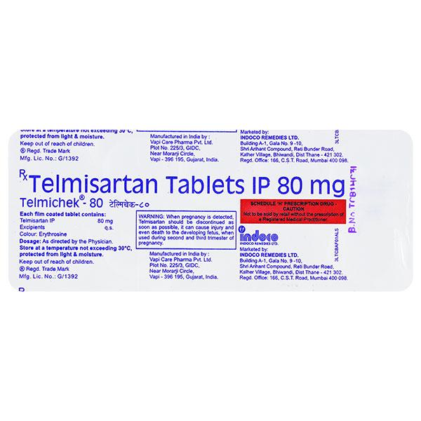 Telmichek 80mg Tablet 10'S