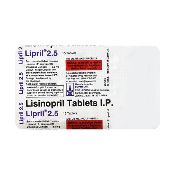 Lipril 2.5mg Tablet 15'S