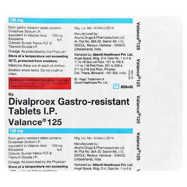 VALANCE 125mg Tablet 15's