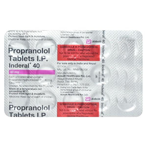 Inderal 40mg Tablet 15'S