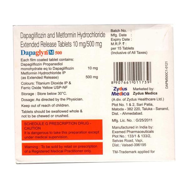 DAPAGLYN M 500 Tablet 15's