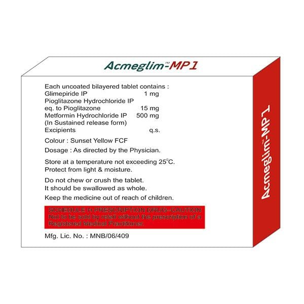 ACMEGLIM MP 1 Tablet 10's