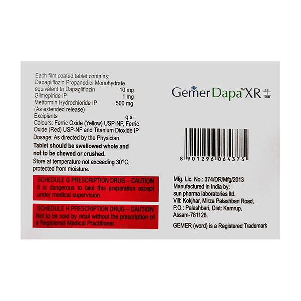 GEMER DAPA XR 10/1/500 Tablet 7's