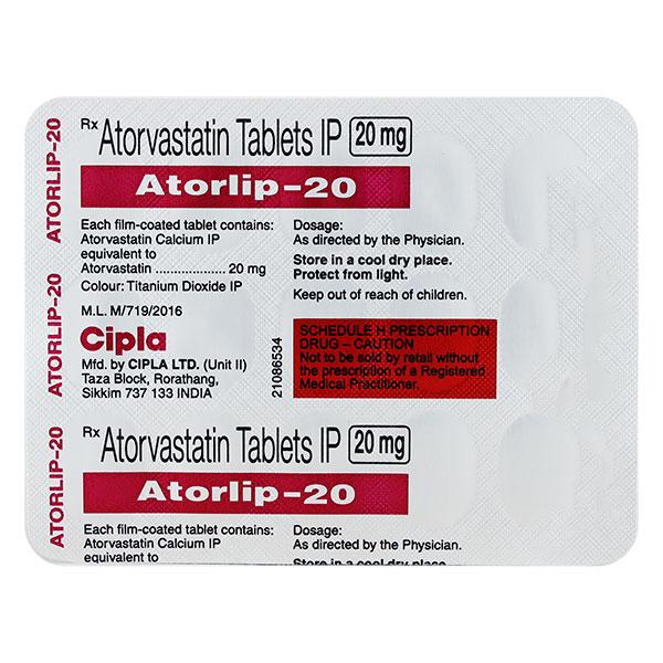 Atorlip 20mg Tablet 15'S