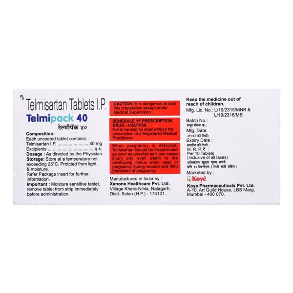 Telmipack 40mg Tablet 10'S