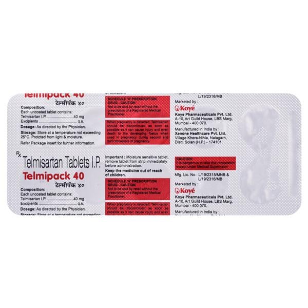 Telmipack 40mg Tablet 10'S