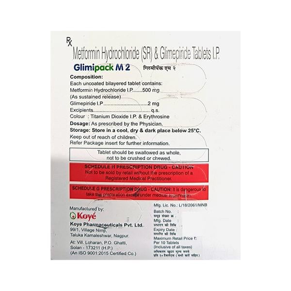 GLIMIPACK M 2/500mg Tablet 10's
