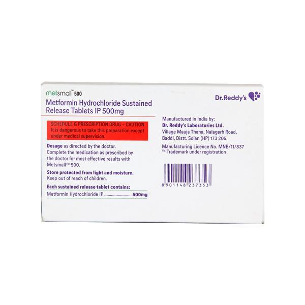 Metsmall 500mg Tablet 28'S
