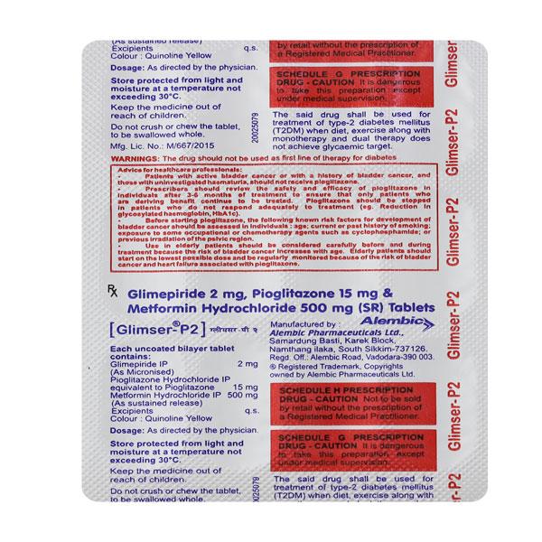 Glimser P 2/500/15mg Tablet 15'S