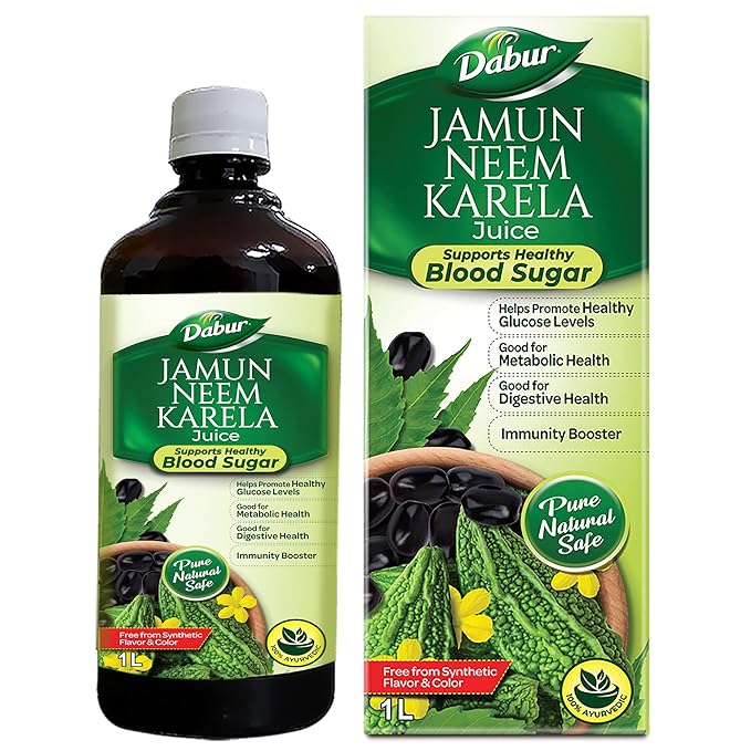 Dabur Jamun Neem Karela Ayurvedic Juice | For Healthy Glucose Levels, Digestion, Metabolism & Immunity