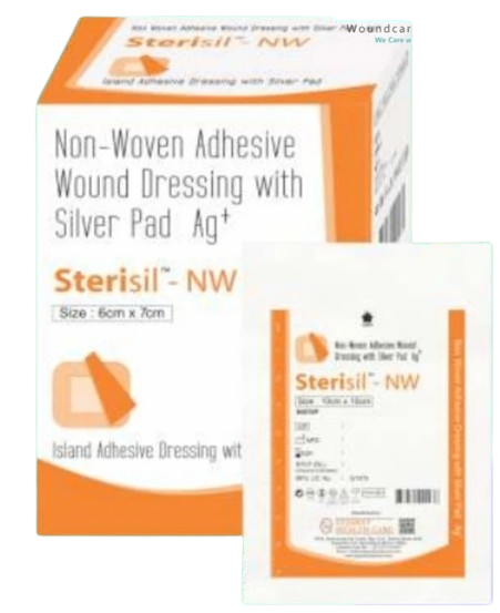 TecHeal Sterisil Non-Woven Adhesive Wound Dressing With Silver Pad