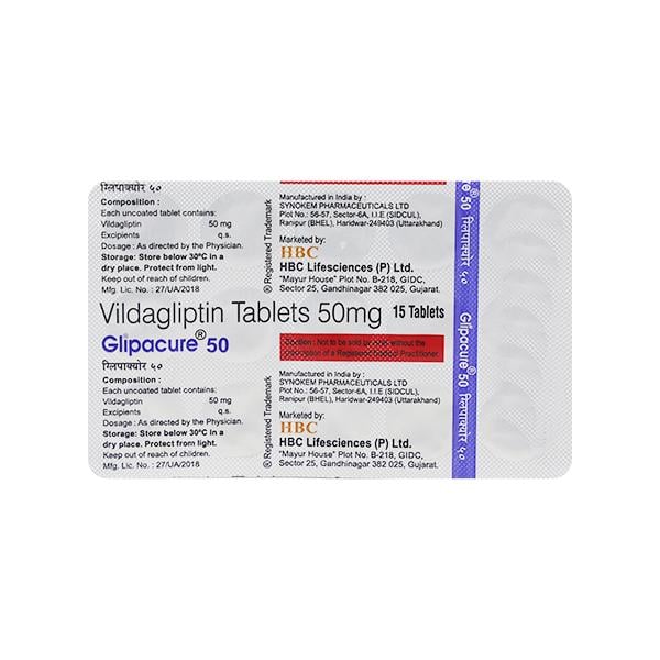 GLIPACURE 50mg Tablet 15's