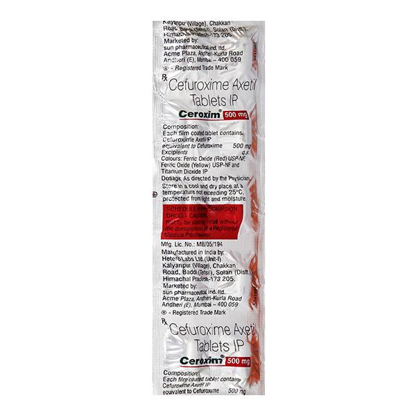 Ceroxim 500mg Tablet 10'S
