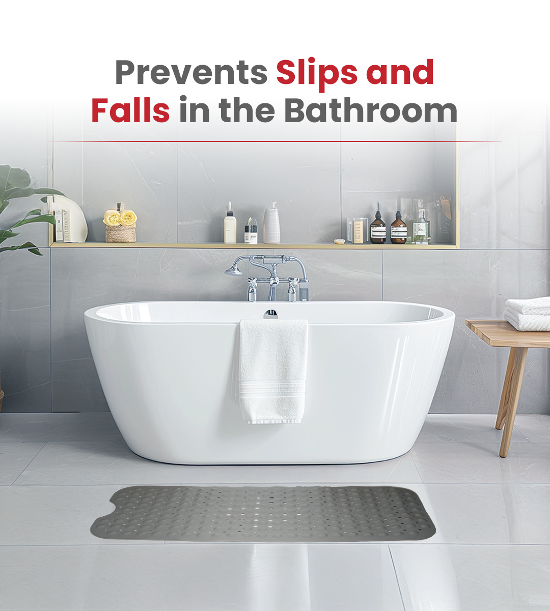 Anti Slip Mat for Bathroom Grey