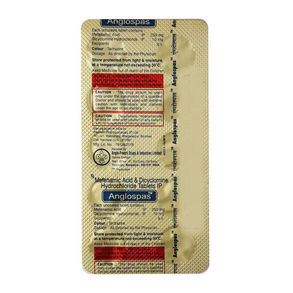 Anglospas 10/250mg Tablet 10'S