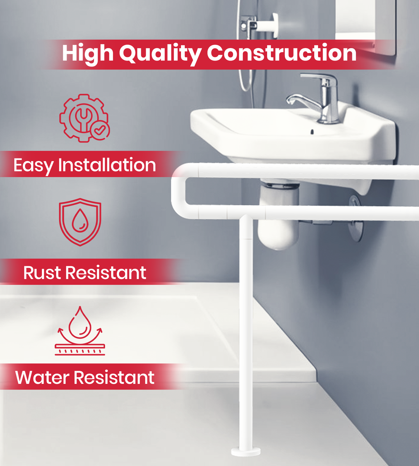 AGEasy Toilet Grab Bar with Floor Support