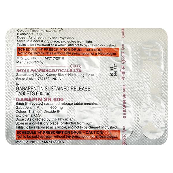 Gabapin SR 600mg Tablet 10'S