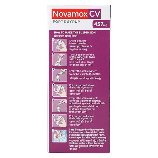 NOVAMOX CV FORTE TANGY ORANGE FLAVOUR 457mg Syrup 60ml