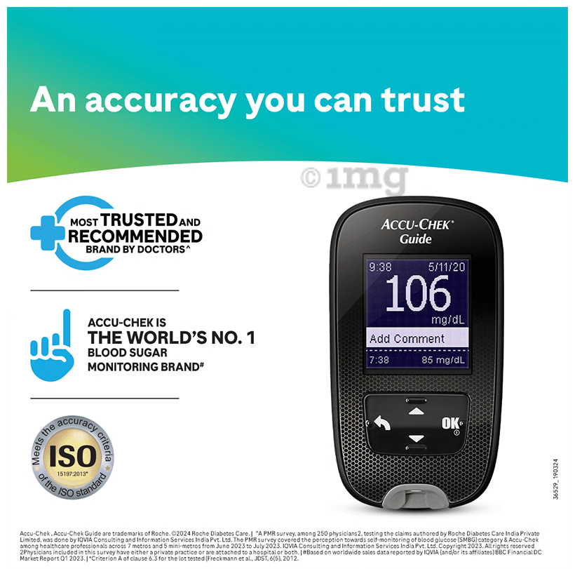 Accu-Chek Guide Wireless Blood Glucose Monitoring System Glucometer with 10 Test Strips Free | Diabetes Monitoring Devices | Blood Glucose Monitors