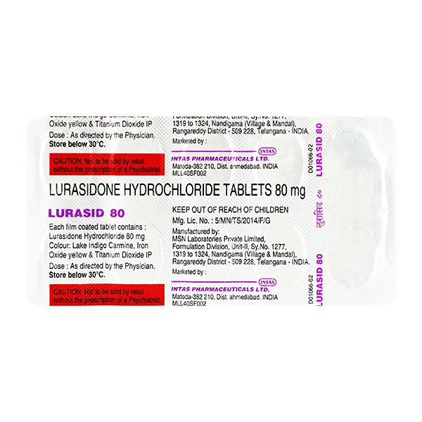 Lurasid 80mg Tablet 10'S