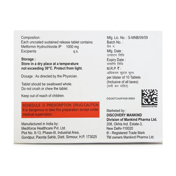 Metatime XR 1000mg Tablet 10'S