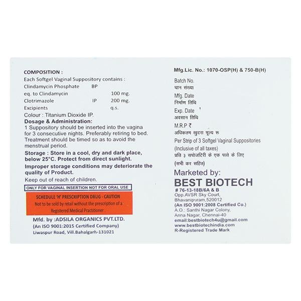 SHECAN CL VAGINAL Suppositories 3's