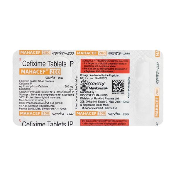 Mahacef 200mg Tablet 10'S