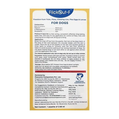 FLICKOUT F SPOT ON (VET) FOR DOGS 20-40KG Liquid 2.68ml