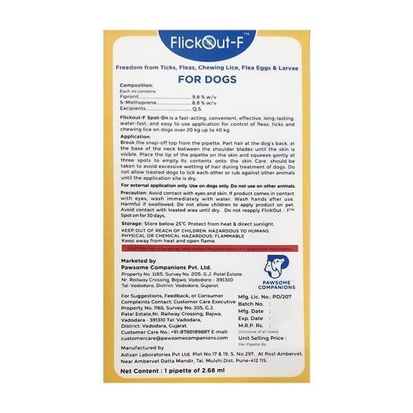 FLICKOUT F SPOT ON (VET) FOR DOGS 20-40KG Liquid 2.68ml