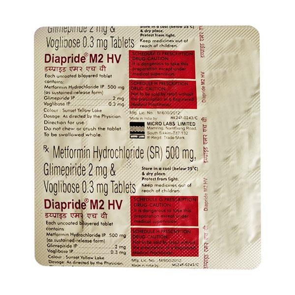 Diapride M2 HV Tablet 15'S