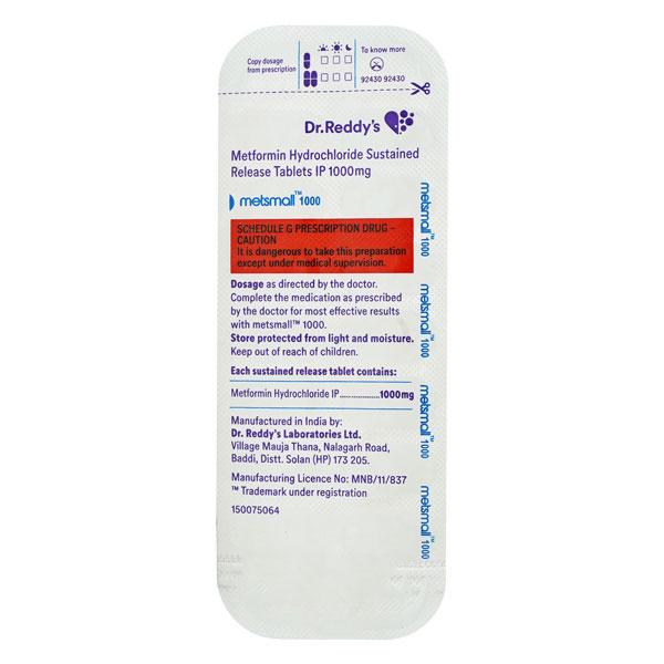 Metsmall 1000mg Tablet 14'S