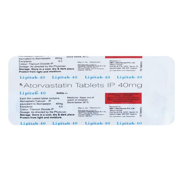 Lipitab 40mg Tablet 10'S