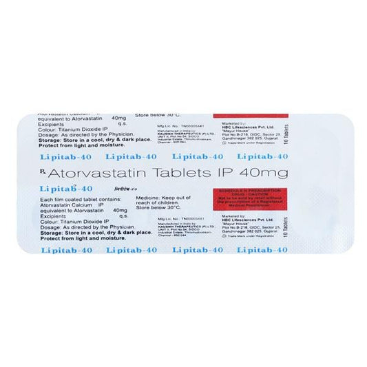 Lipitab 40mg Tablet 10'S