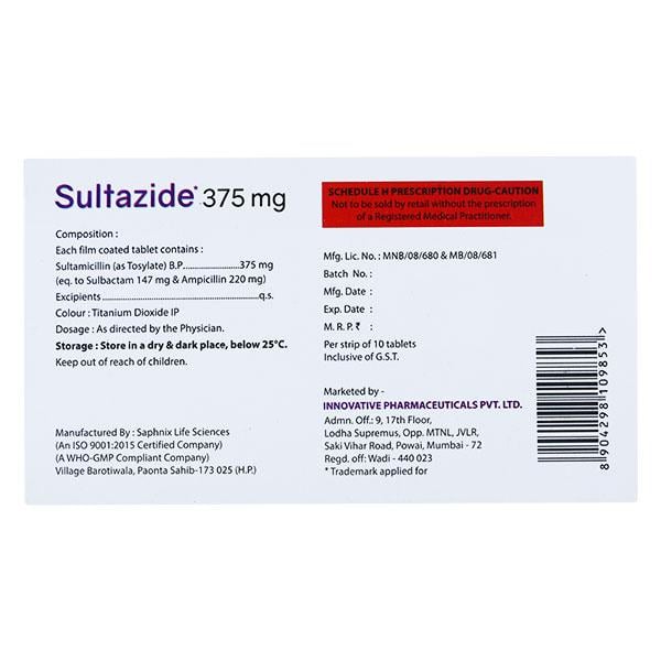 SULTAZIDE 375mg Tablet 10's