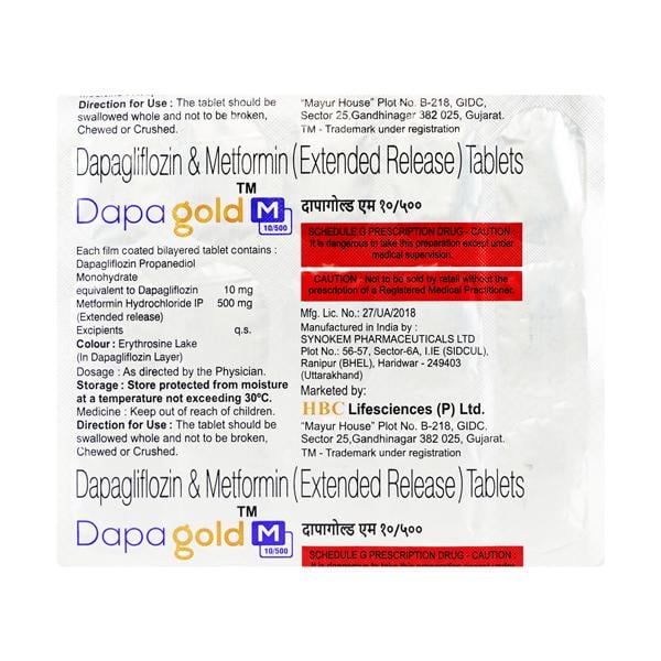 DAPAGOLD M 10/500 Tablet 15's
