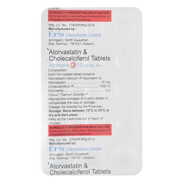 Atorsave D 10mg Tablet 15'S