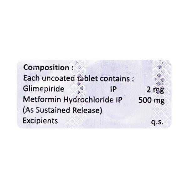 GLIMTAB M 2mg/500mg Tablet 10's