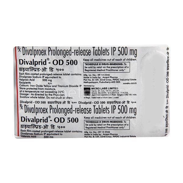 Divalprid OD 500mg Tablet 10'S