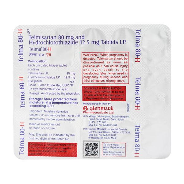 Telma H 80mg Tablet 15'S