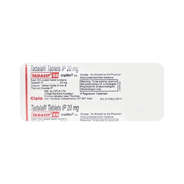 Tadacip 20mg Tablet 4'S