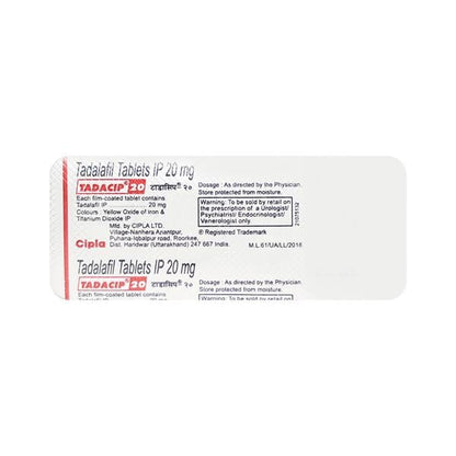 Tadacip 20mg Tablet 4'S