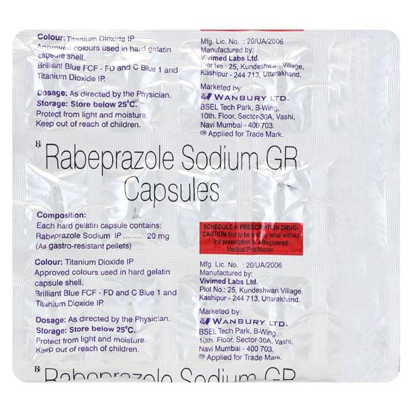 Rabeprazole Sodium 20mg Tablet 10'S