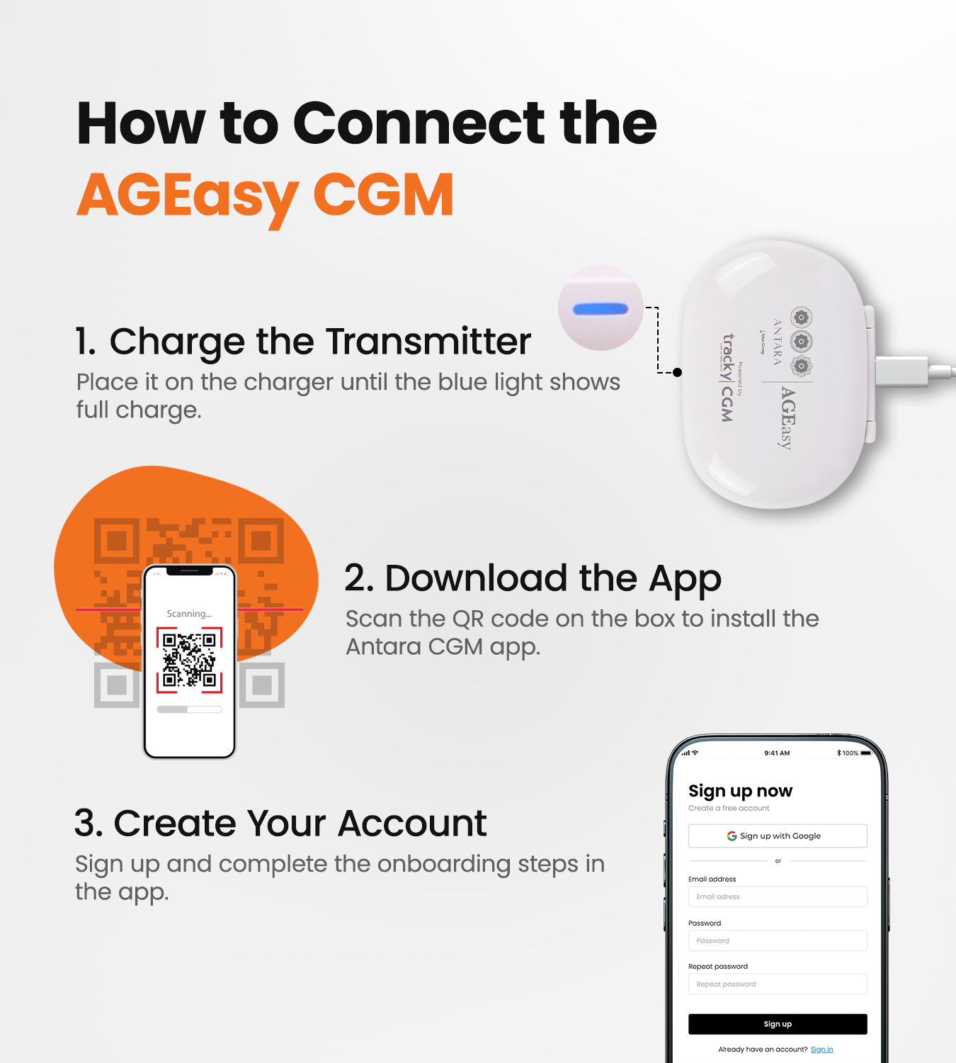 AGEasy x Tracky Continuous Glucose Monitor (CGM) + Transmitter