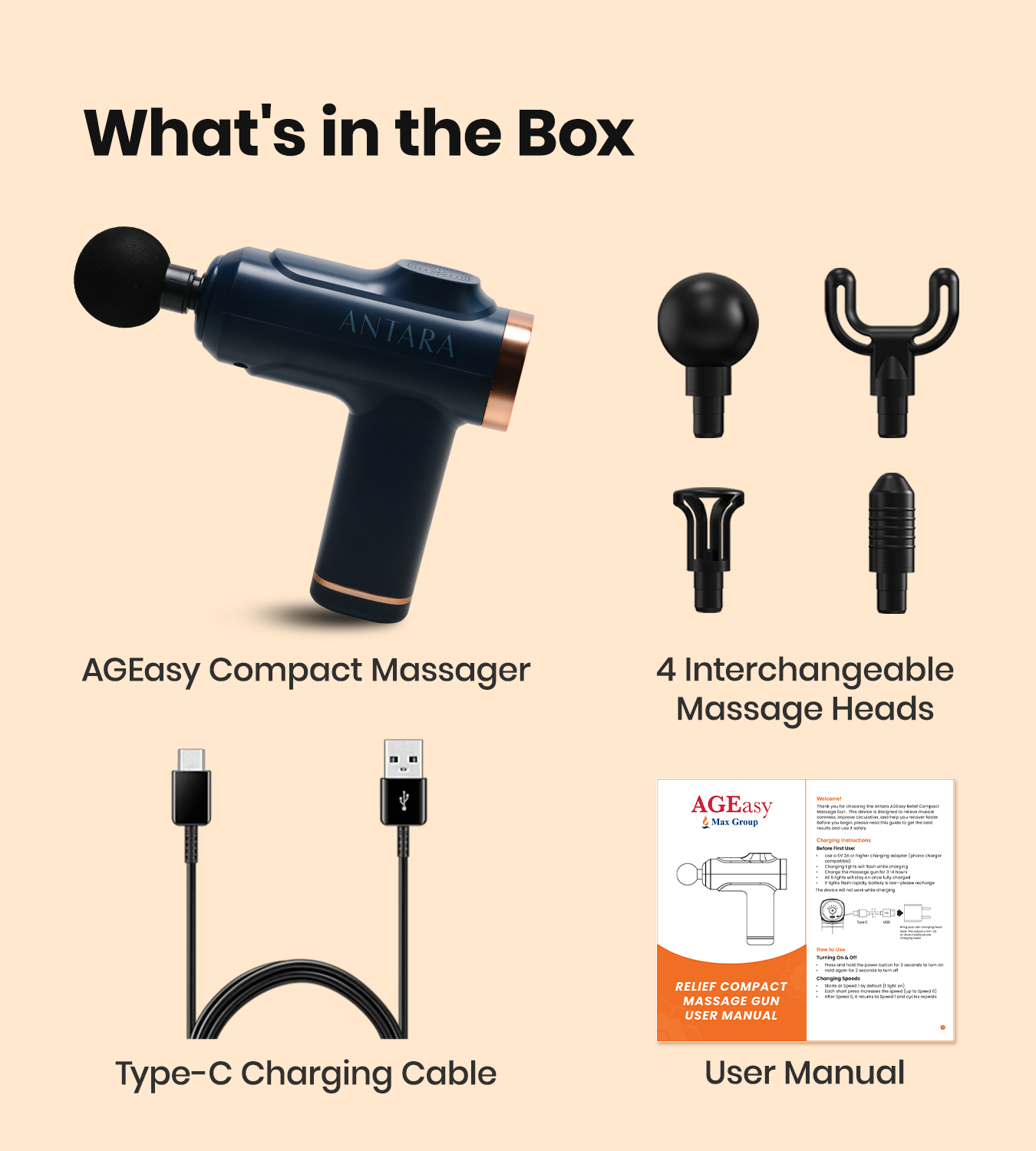 AGEasy Relief Compact Massage Gun (Blue)