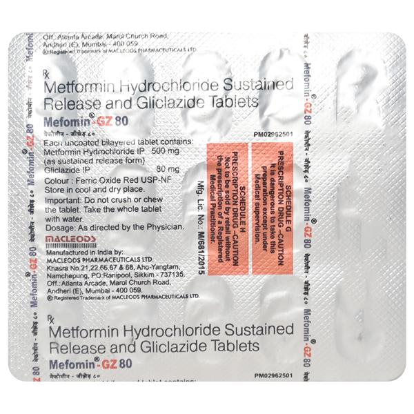Mefomin GZ 80/500mg Tablet 15'S